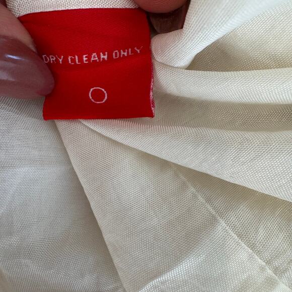 Anne Klein Creamy White Silk Linen Blend Notched Collar Single Button Blazer-8 - Picture 9 of 11